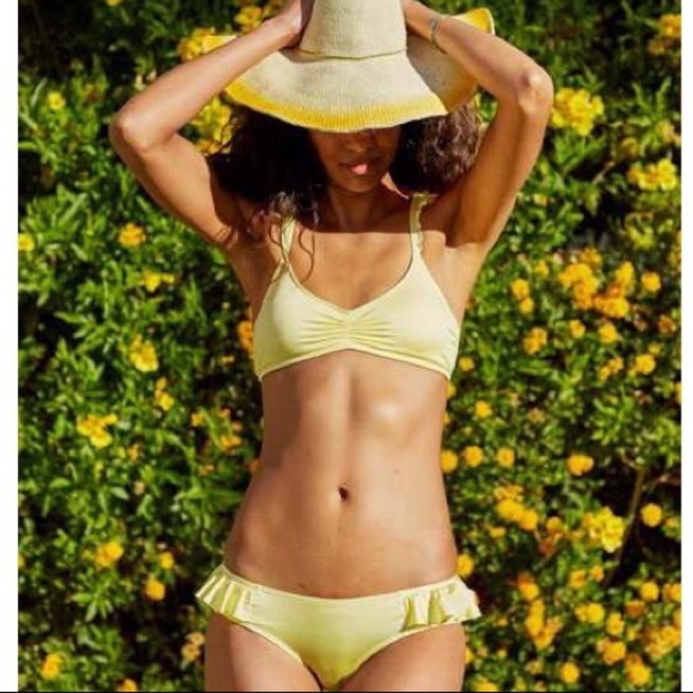 Aerie Yellow Ruffle Bikini Top